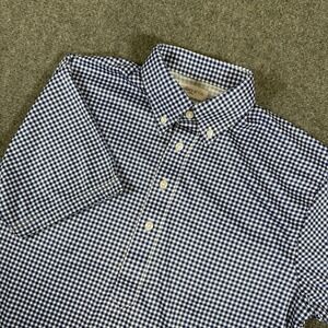 Collars and Co Polo Shirt‎ Mens Small Blue Gingham Check Dress Collar New
